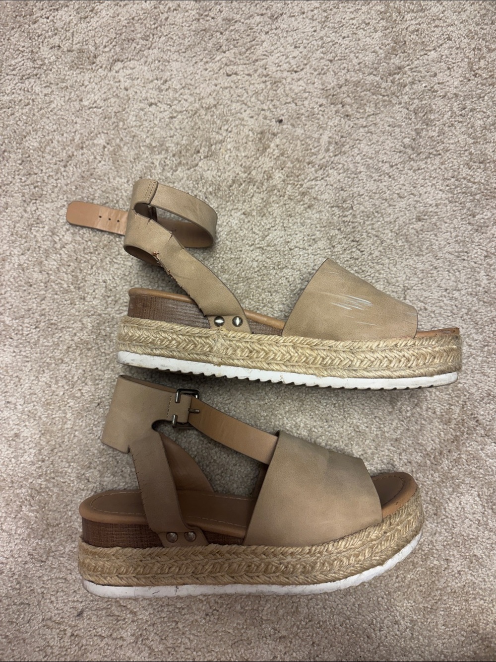 Soda Beige Espadrille Platform Sandals